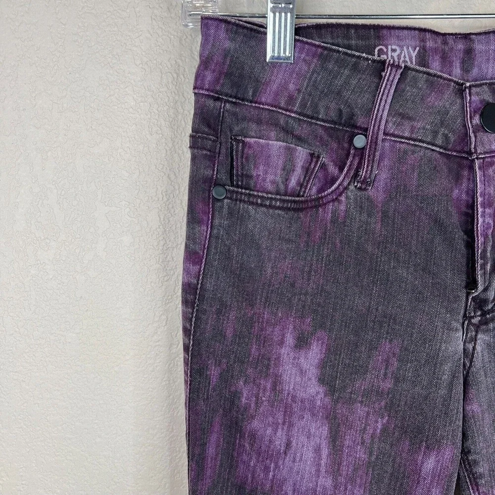 Gray Saks‎ Fifth Avenue Skinny Jeans Actual 26W Ikat Plum Mid Rise Denim